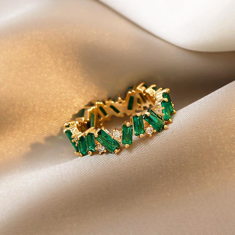 Bling Runway Emerald Ring Female Minority Design Japanese women's index