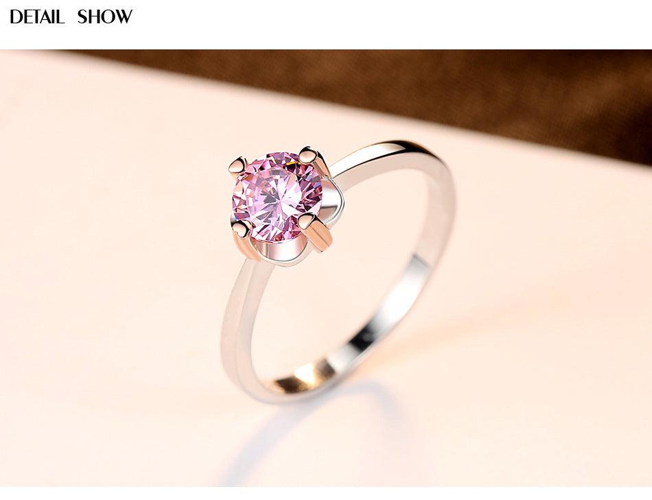 Rose Gold Paw Set Pink Zircon S925 Silver Women's Ring