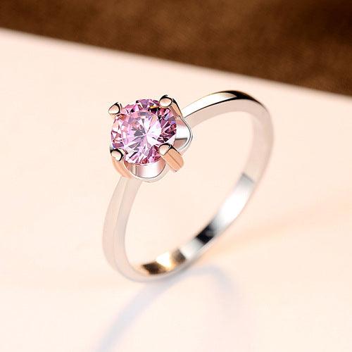 Rose Gold Paw Set Pink Zircon S925 Silver Women's Ring