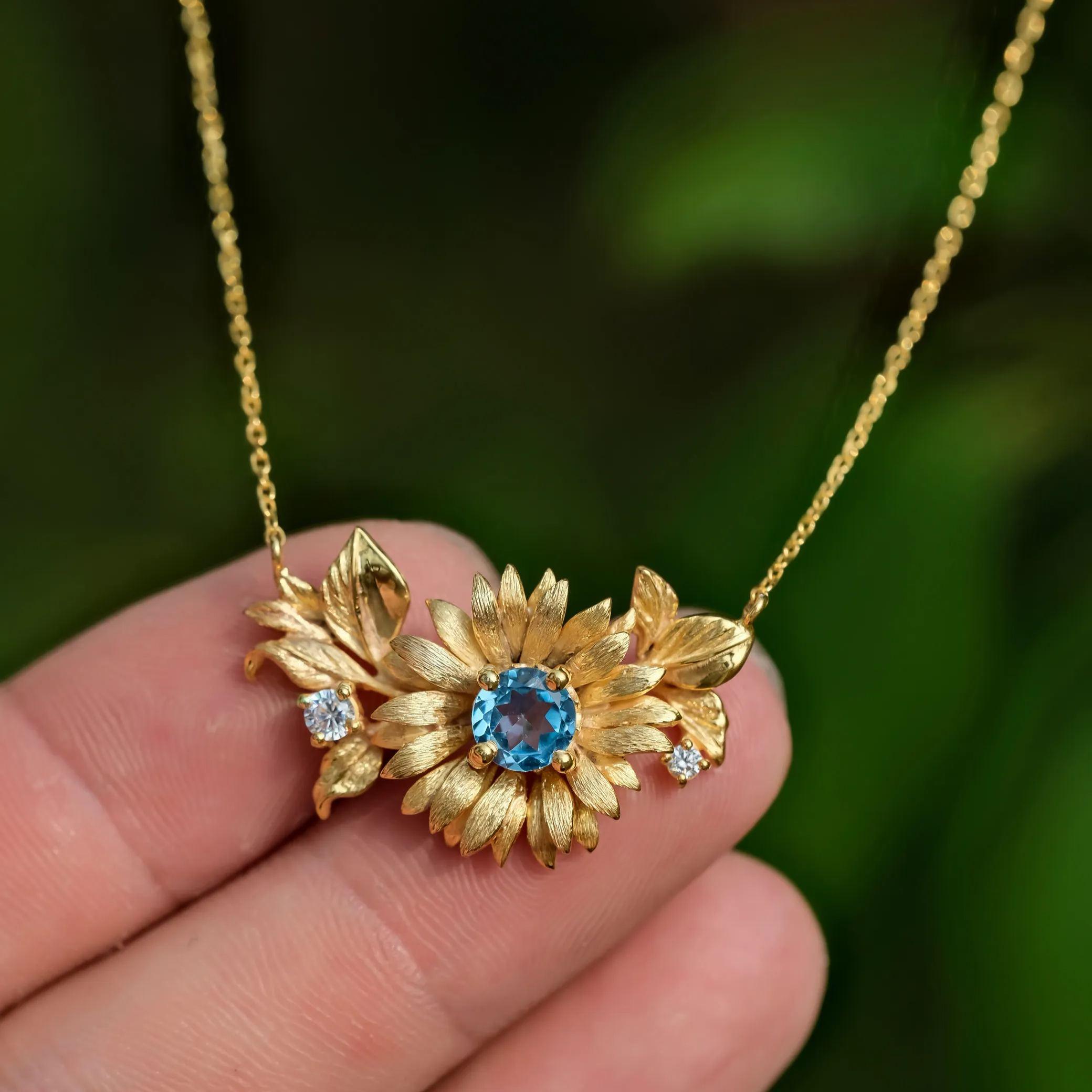 Blingrunway Flower Language Series Sunflower S925 Silver Necklace