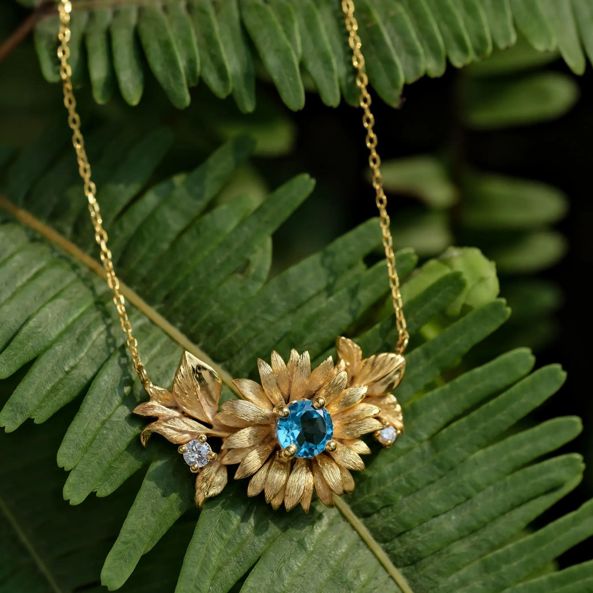 Blingrunway Flower Language Series Sunflower S925 Silver Necklace